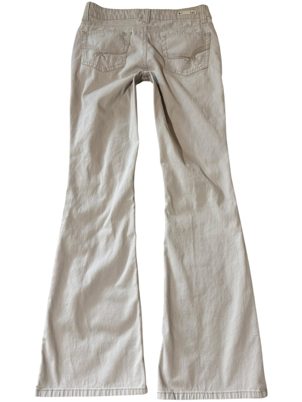 l.e.i. Sophia Hipster Flare Jeans Khaki Juniors Size 7 Long